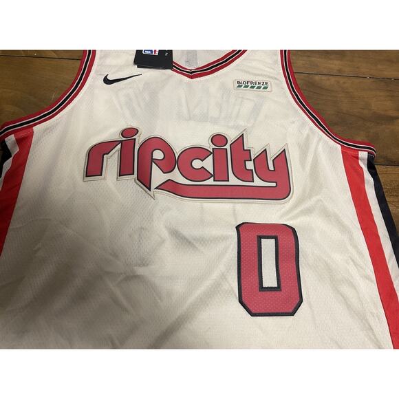 Nike Portland Trail Blazers #0 Damian Lillard Swingman Rip City Size 48 Jersey - Picture 3 of 11